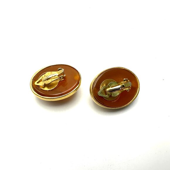 Vintage '80s Liz Claiborne Butterscotch Resin Bangle & Clip-on Earrings — EUC - Picture 8 of 11